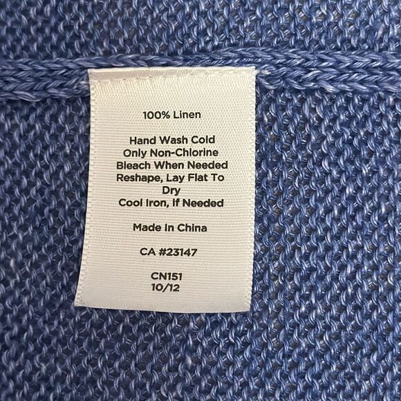 Talbots Petites 100% Linen Open Front Cardigan Sweater Blue Coastal MP - Picture 6 of 8
